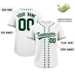 White Green Star Ribbing Authentic Baseball Jersey 2