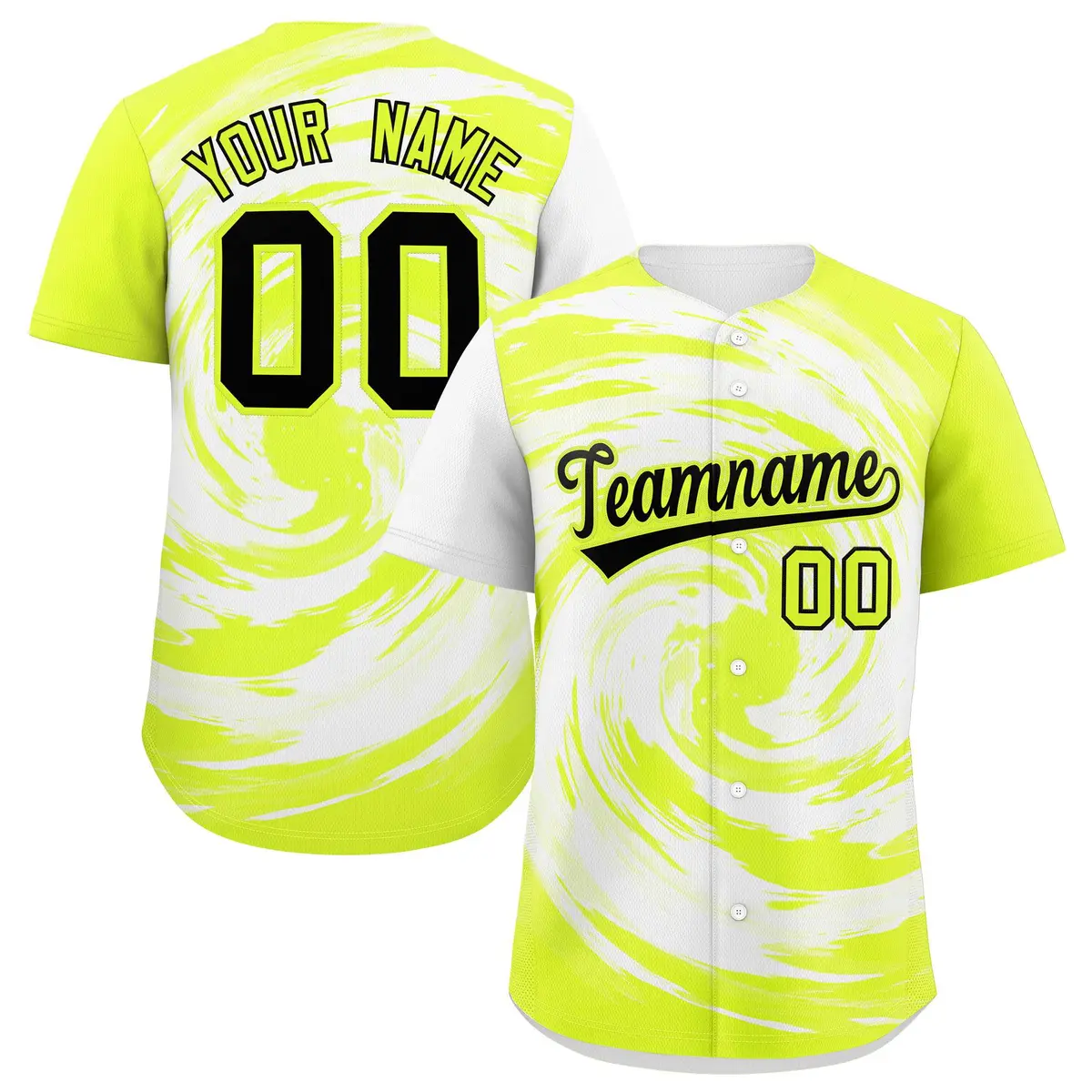White Green Swirl Graffiti Baseball Jersey