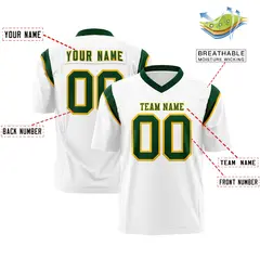 White Green Two-Tone Shoulder Cut Flag Football Jersey 2