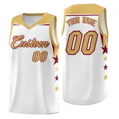White Green Two Tone Side Star Color Block Drapable Basketball Jersey 1