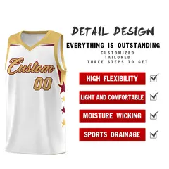 White Green Two Tone Side Star Color Block Drapable Basketball Jersey 2