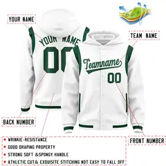 White Green Varsity Letterman Shoulder Color Block Jacket Hoodie 4