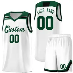 White Green-White Classic Sports Basketball Jersey 1
