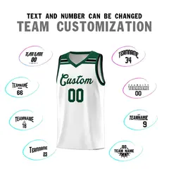 White Green-White Classic Sports Basketball Jersey 3