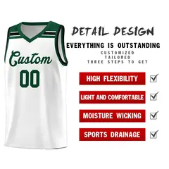 White Green-White Classic Sports Basketball Jersey 4