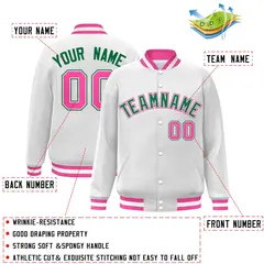 White Green-White Classic Varsity Full-Snap Letterman Jacket 2