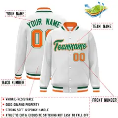 White Green-White Classic Varsity Full-Snap Letterman Jacket 2