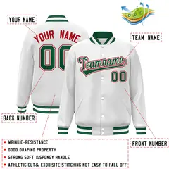 White Green-White Classic Varsity Full-Snap Letterman Jacket 2