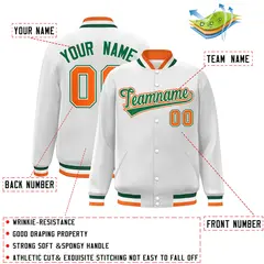 White Green-White Classic Varsity Full-Snap Letterman Jacket 2