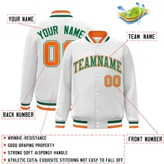 White Green-White Classic Varsity Full-Snap Letterman Jacket 2