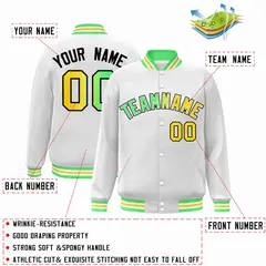 White Green-White Gradient Letterman Varsity Jacket 2
