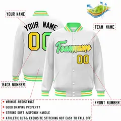 White Green-White Gradient Letterman Varsity Jacket 2