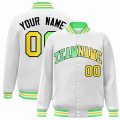 White Green-White Gradient Letterman Varsity Jacket