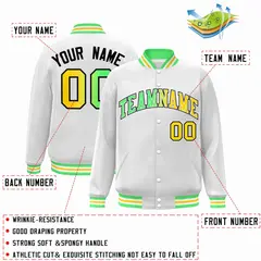 White Green-White Gradient Letterman Varsity Jacket 2