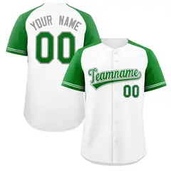 White Green-White Raglan Sleeves Authentic Baseball Jersey
