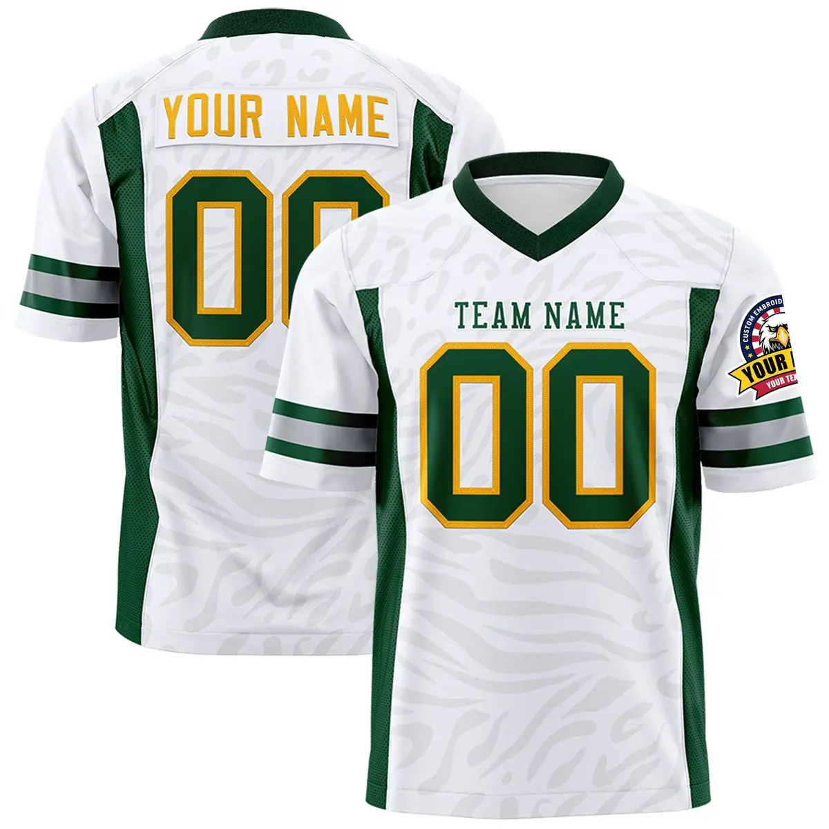 White Green-White Zebra Stripes Authentic Football Jersey