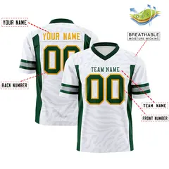 White Green-White Zebra Stripes Authentic Football Jersey 2