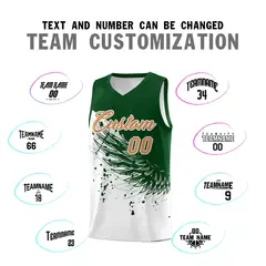 White Green Wing Pattern Basketball Sports Uniform Jersey 4