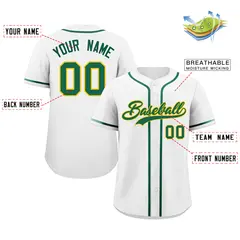 White Green-Yellow Classic Authentic Baseball Jersey 2