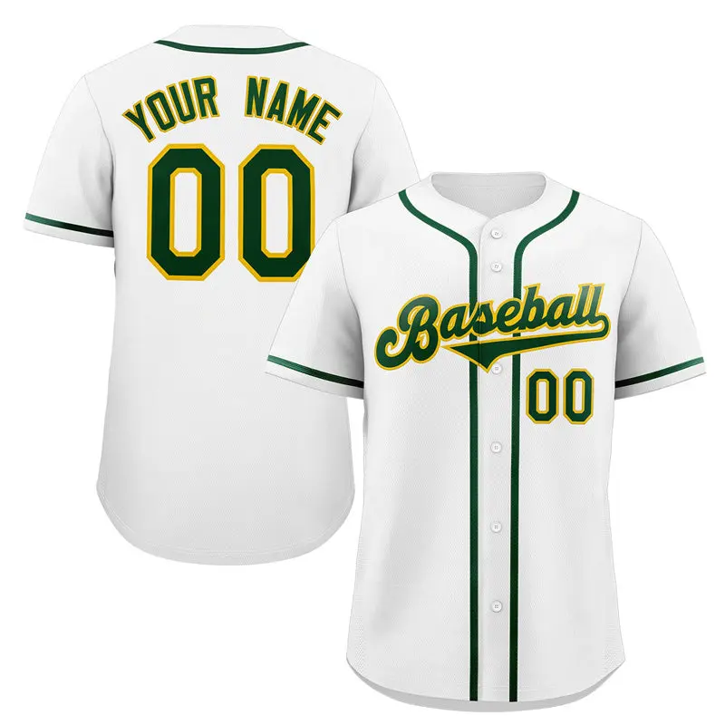 White Green-Yellow Classic Authentic Baseball Jersey