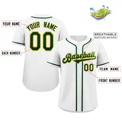 White Green-Yellow Classic Authentic Baseball Jersey 2
