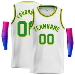 White Green-Yellow Classic Men Casual Basketball Jersey