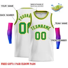 White Green-Yellow Classic Men Casual Basketball Jersey 2