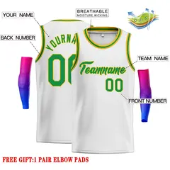 White Green-Yellow Classic Men Casual Basketball Jersey 2