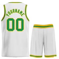 White Green-Yellow Curved Classic Sets Basketball Jersey 2