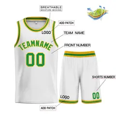 White Green-Yellow Curved Classic Sets Basketball Jersey 3