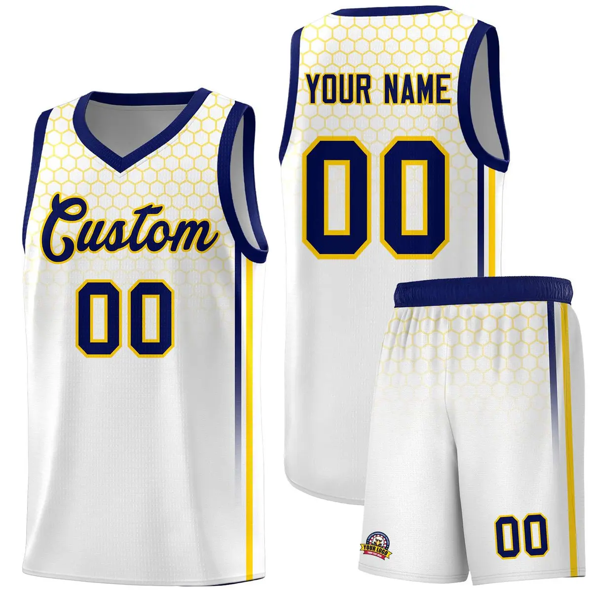 White Honeycomb Pattern Sports Uniform Basketball Jersey