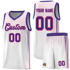 White Honeycomb Pattern Sports Uniform Basketball Jersey