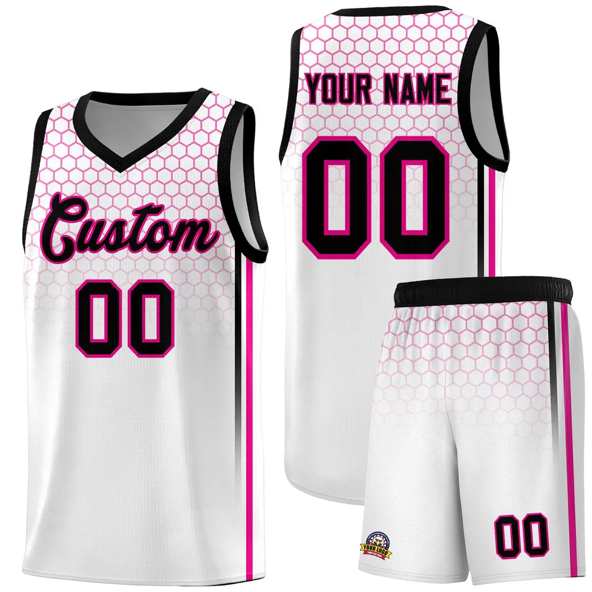 White Honeycomb Pattern Sports Uniform Basketball Jersey