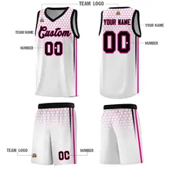 White Honeycomb Pattern Sports Uniform Basketball Jersey 5