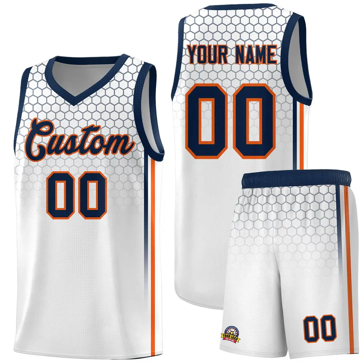 White Honeycomb Pattern Sports Uniform Basketball Jersey