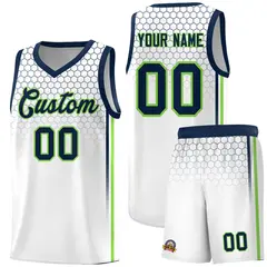 White Honeycomb Pattern Sports Uniform Basketball Jersey 1