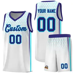 White Honeycomb Pattern Sports Uniform Basketball Jersey 1