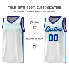 White Honeycomb Pattern Sports Uniform Basketball Jersey 3