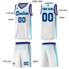 White Honeycomb Pattern Sports Uniform Basketball Jersey 5