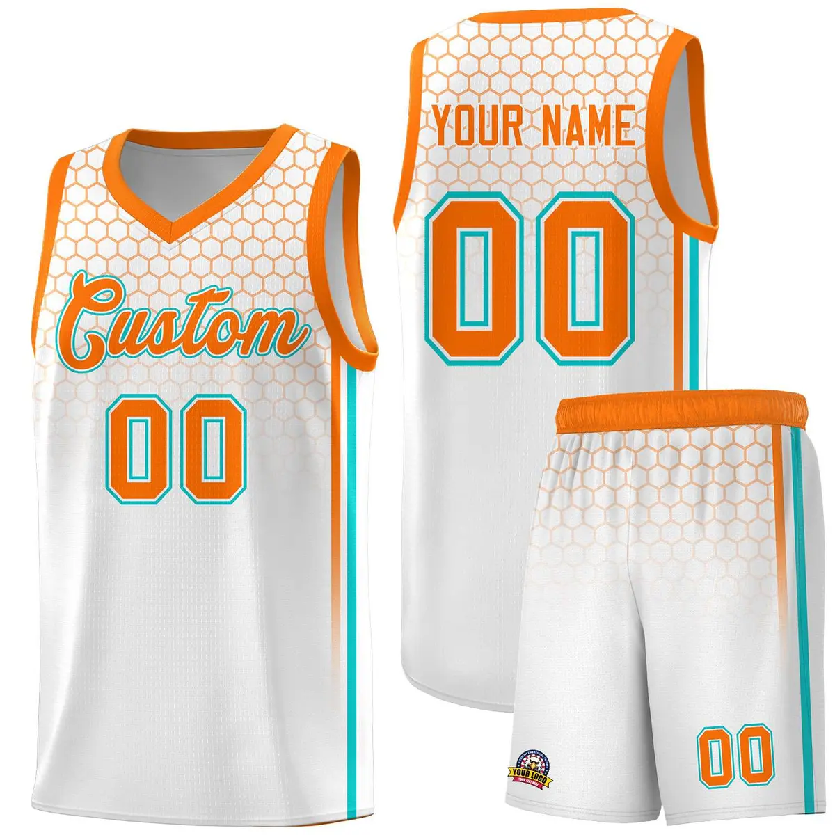 White Honeycomb Pattern Sports Uniform Basketball Jersey