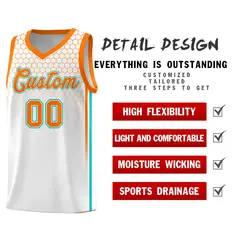 White Honeycomb Pattern Sports Uniform Basketball Jersey 2