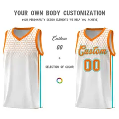 White Honeycomb Pattern Sports Uniform Basketball Jersey 3