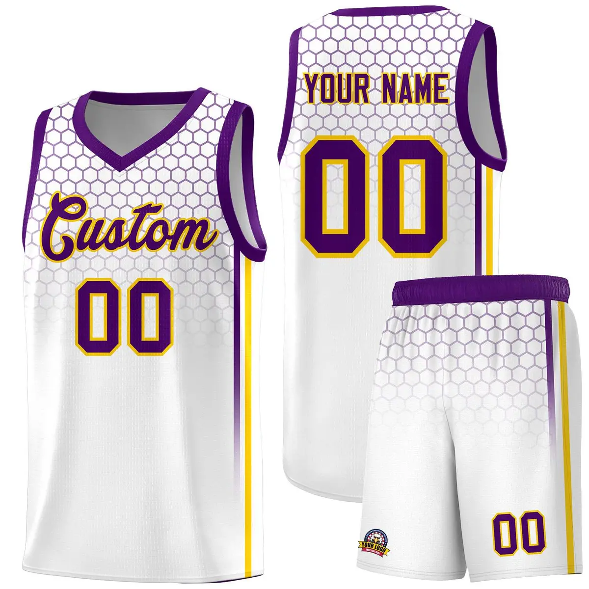 White Honeycomb Pattern Sports Uniform Basketball Jersey
