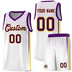 White Honeycomb Pattern Sports Uniform Basketball Jersey 1
