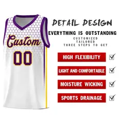 White Honeycomb Pattern Sports Uniform Basketball Jersey 2