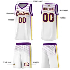 White Honeycomb Pattern Sports Uniform Basketball Jersey 5