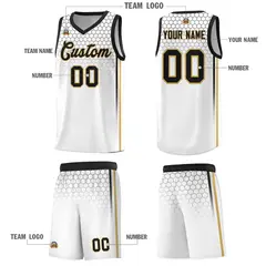 White Honeycomb Pattern Sports Uniform Basketball Jersey 5