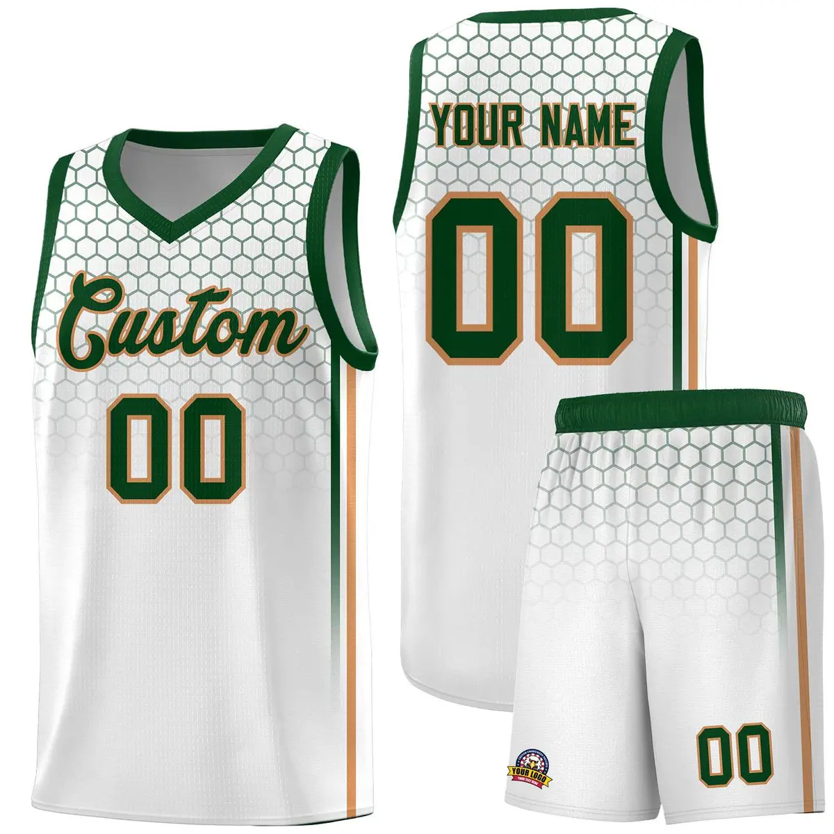 White Honeycomb Pattern Sports Uniform Basketball Jersey