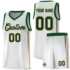 White Honeycomb Pattern Sports Uniform Basketball Jersey 1