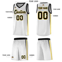 White Honeycomb Pattern Sports Uniform Basketball Jersey 5